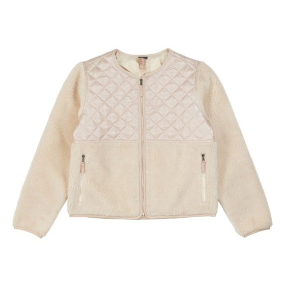 Patagonia Jackets & Blazers - Patagonia Wm’s Recycled Crew Neck  Sherpa Quilted Fleece  Zip Fleece Sz XL Ivory